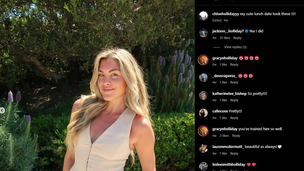 Chloe's Instagram post, along with comments